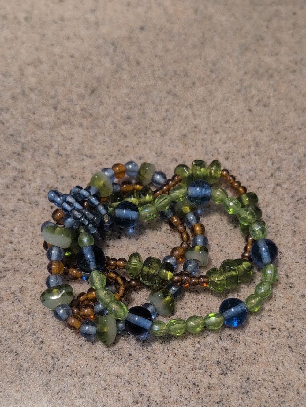Green & Blue Multi-Strand Beaded Bracelet